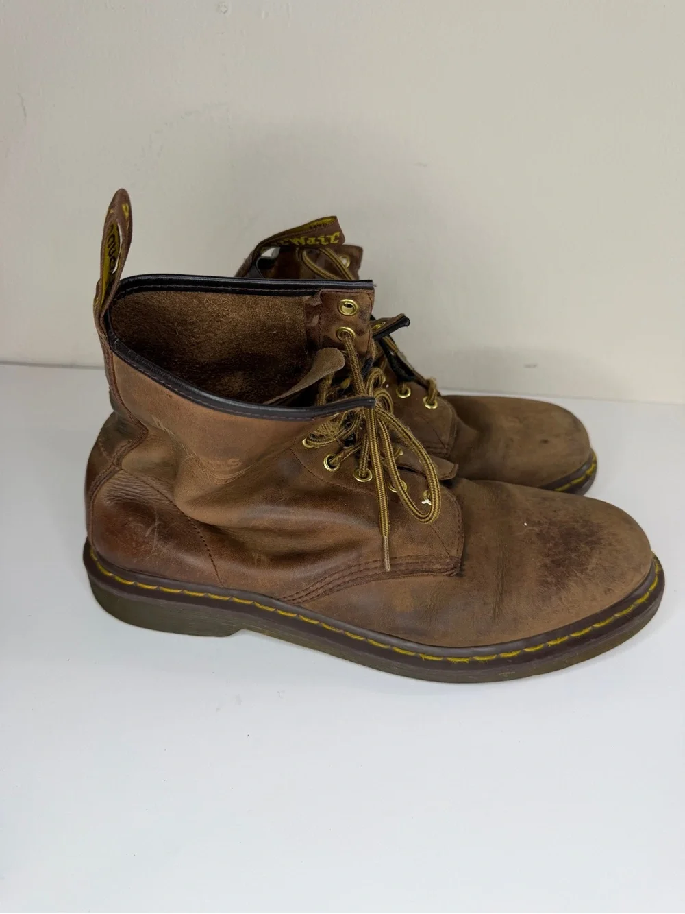 Dr Martens Brown Leather 8 Eye Combat Boots Men Size 45 US 11 Oil Slip Resistant